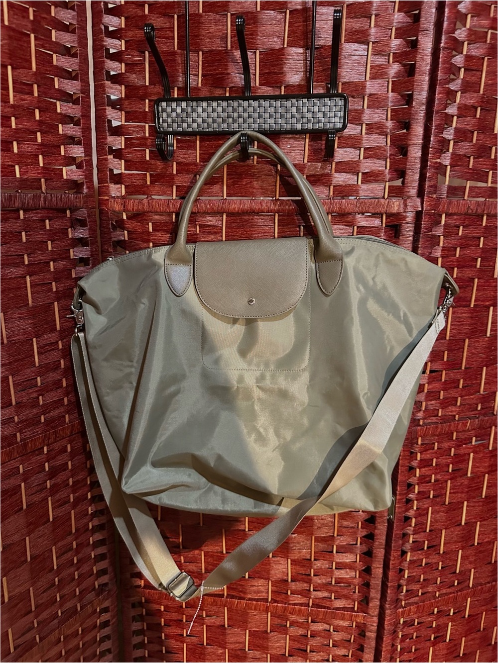 Roots Olive Green Convertible Tote with Detachable Strap